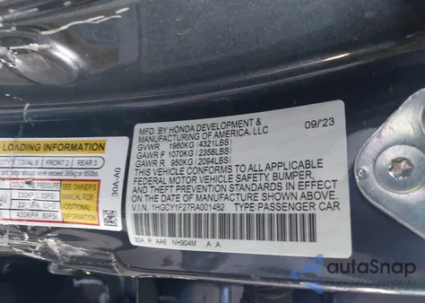 2024 Honda Accord Lx из США, поврежденный, VIN 1HGCY1F27RA001482